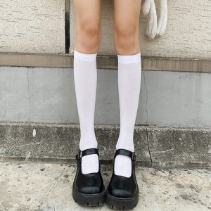 Socks in stockings Swanner velvet spring and summer ultra -thin Japanese students black and knee calf socks