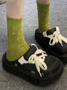 Dongdamen retro, naked holes, socks, net red beggar pile socks, wearing rough needles and rough cotton