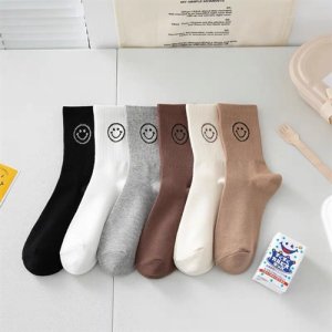 Handong Gate Tide Socks Cotton Mid -Wings Skin Spring Summer Ins Ins Trend Cute Japanese Smile Face Stockings