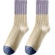 Autumn and winter long socks female pure cotton double -needle stripe color combat retro sweet creamy color mid -pile pile of socks Autumn and winter long socks female pure cotton double -needle stripe color combat retro sweet creamy color mid -pile pile of socks