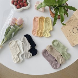 Spring and summer new candy -colored socks double -needle socks, Korean INS cotton pure color socks non -slip