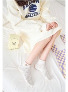 White socks Child socks Light mouth ins -spring summer thin cute Japanese cartoon ship socks student short tube